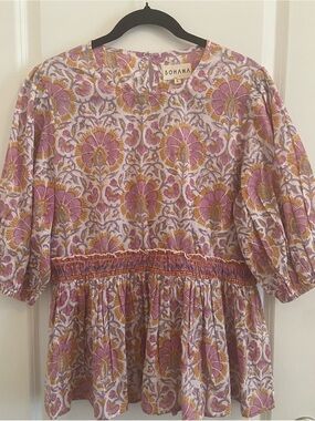 Sohana Hand Block Print
Cotton Peplum Blouse NWOT
Large